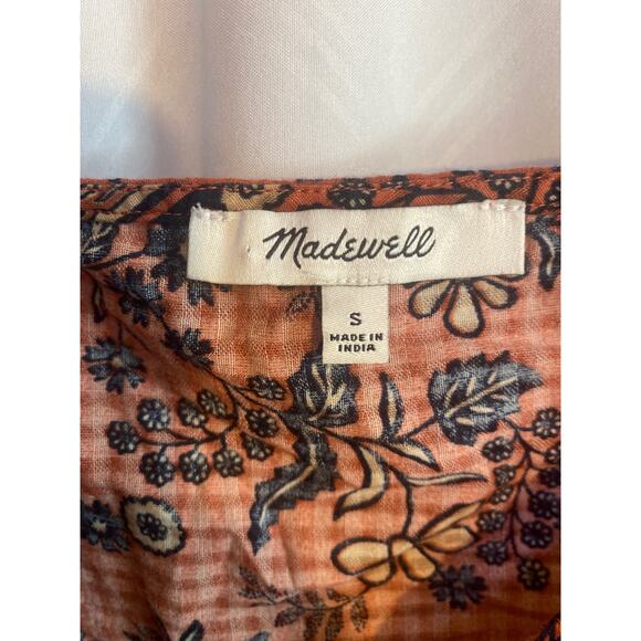 Madewell Womens Small Puff-Sleeve Peplum Top in Cavoli Floral - Picture 7 of 10